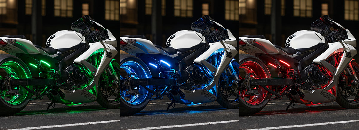 Featured Colors with Advanced Million Color Sport Bike Lighting Kit