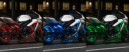 Featured Colors with Advanced Million Color Sport Bike Lighting Kit